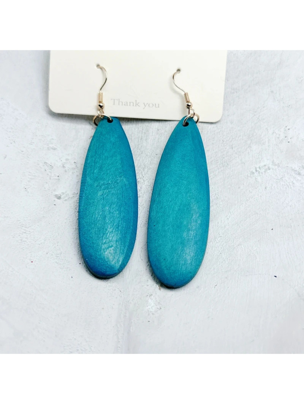 1343mc. Teal Wood Earrings